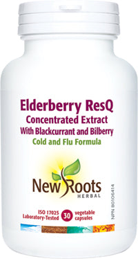 New Roots Herbal Elderberry ResQ Concen. Extract W/ Blackcurrant & Billberry, 30 Capsules