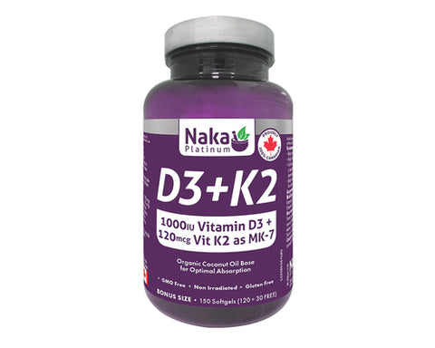 Naka Platinum D3+K2 1000 IU 120+30 Softgels